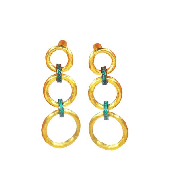 Boucles d'Oreilles Maillons Emeraudes