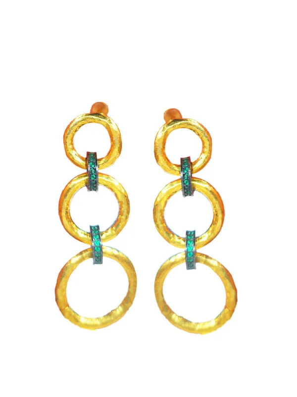 Boucles d'Oreilles Maillons Emeraudes