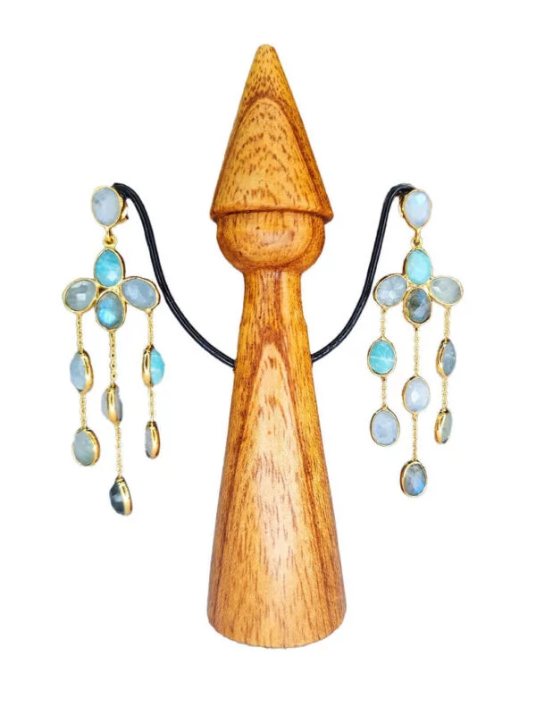 Boucles d'Oreilles Amazonite Labra Moonstone Bleu Azure