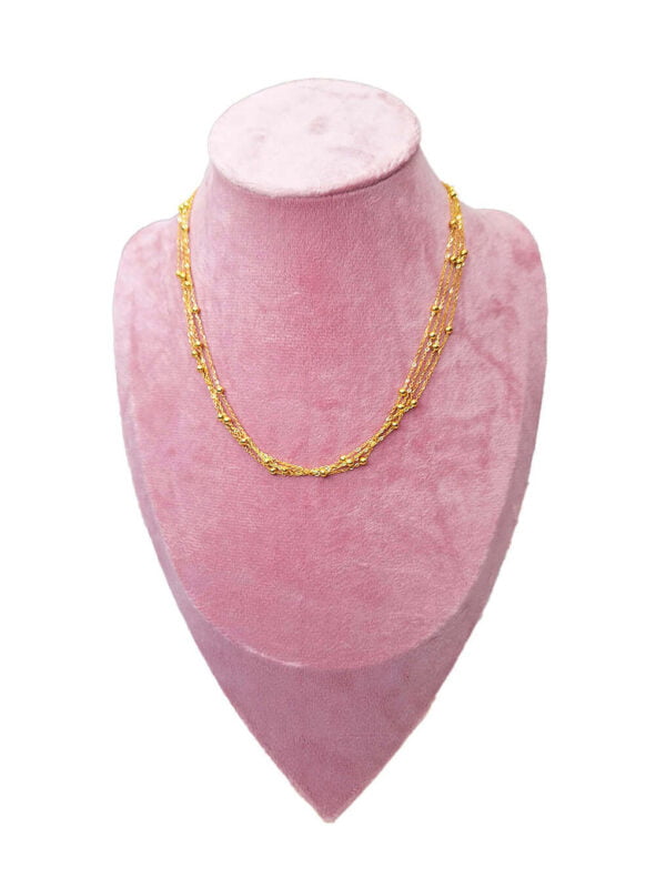 Collier Multi Chaines Boules Dorées