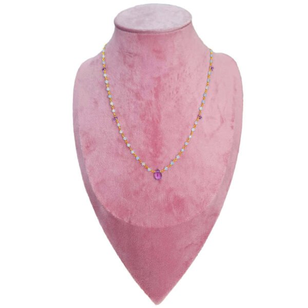 Collier Milky Aqua Améthyste