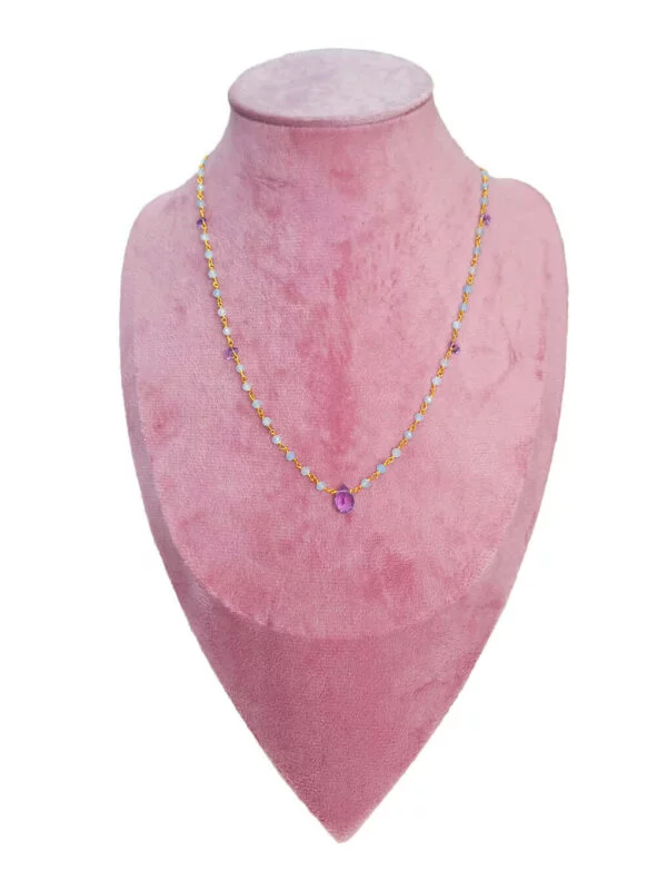 Collier Milky Aqua Améthyste