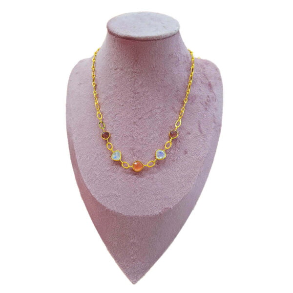 Collier Strawberry Quartz Rainbow Orange Jade