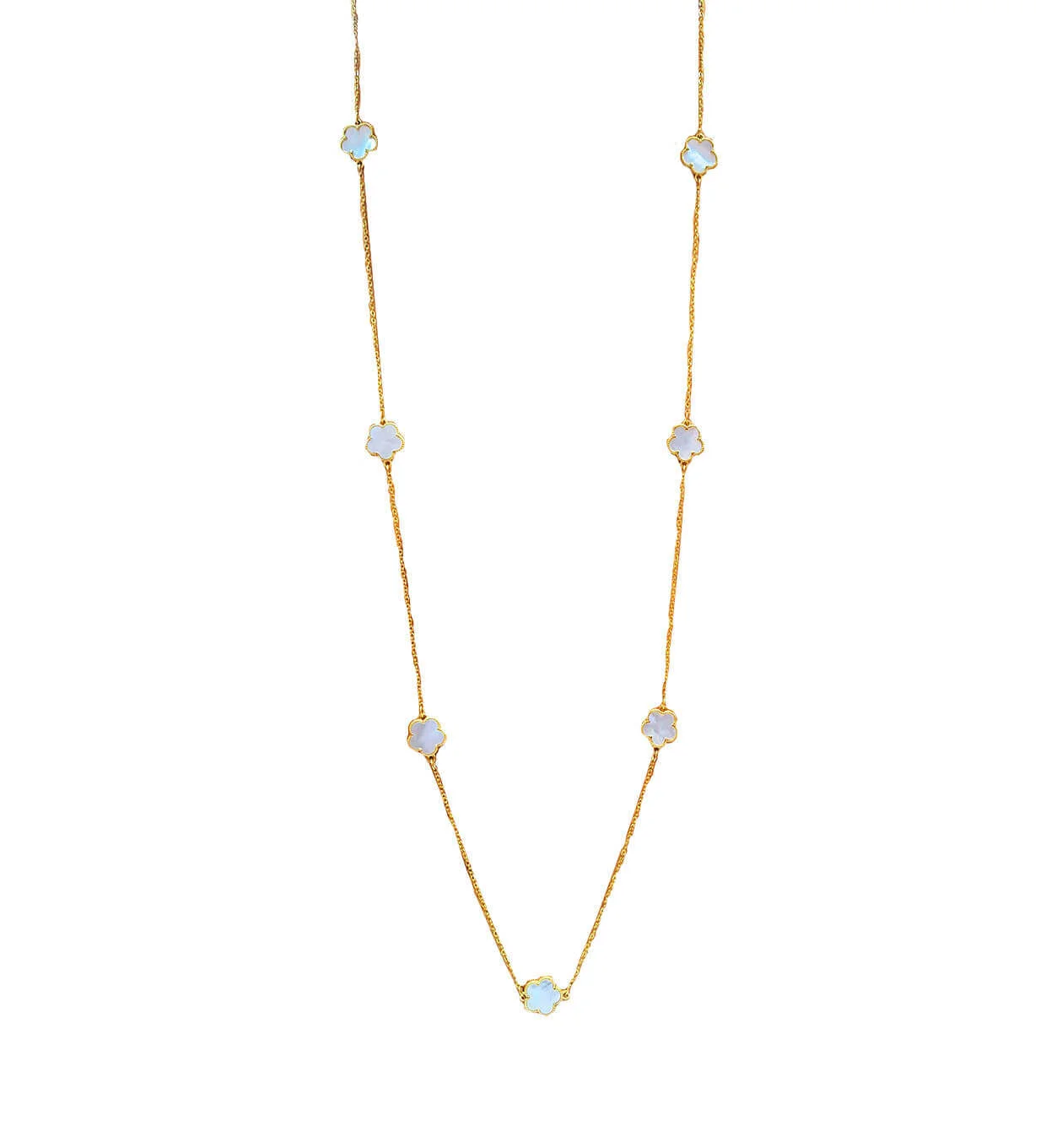 Sautoir Sept Fleurs Nacre Or