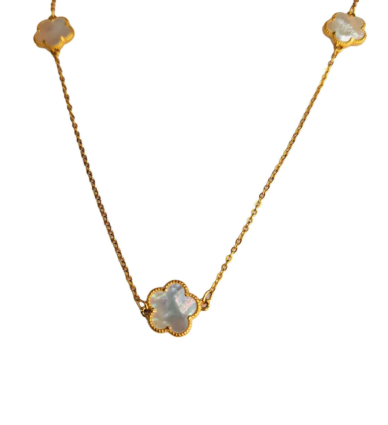 Sautoir Sept Fleurs Nacre Or